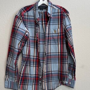 U.S. Polo Assn. Men's Red and Blue Plaid Button down Shirt